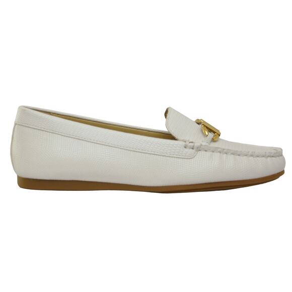 Michael Kors Reed Iguana Faux Leather Loafer Moc Moccasin Optic White 7.5 Nib - Picture 2 of 7